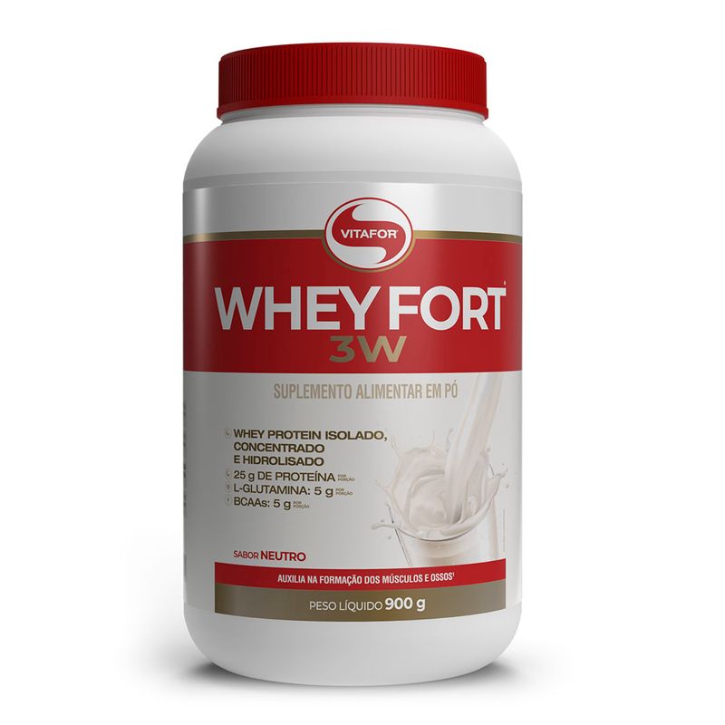 Whey fort 3W - 900g neutro - Vitafor