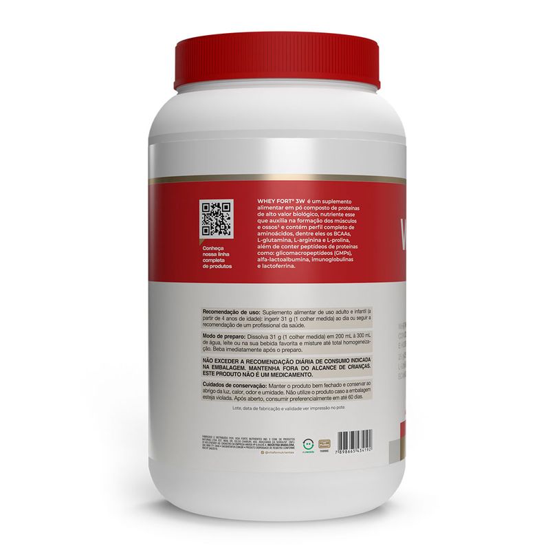 Whey fort 3W - 900g neutro - Vitafor