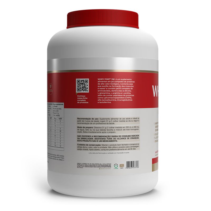 Whey fort 3W - 1.800g baunilha - Vitafor